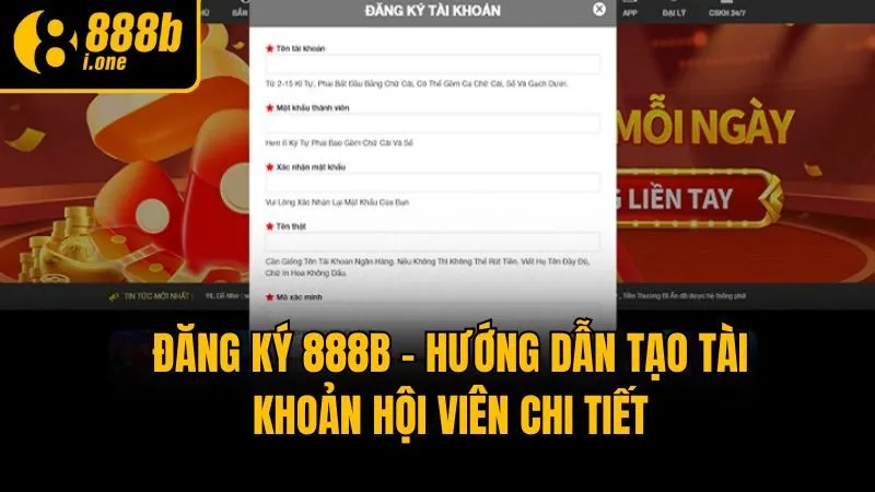 Đăng Ký 888b - Hướng Dẫn Tạo Tài Khoản Hội Viên Chi Tiết